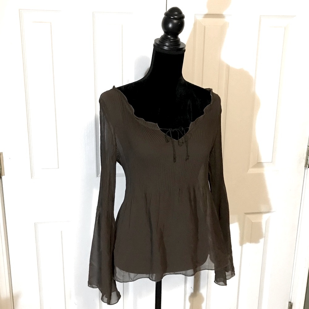 Sheer, flowy, chocolate blouse by LVL X